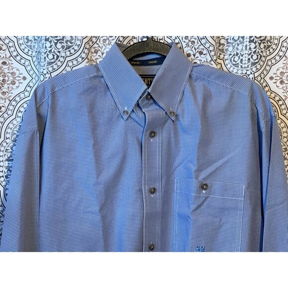 Mens TWENTYX By Wrangler Jean Co Blue Gingham Button-Up Shirt S - Picture 3 of 10